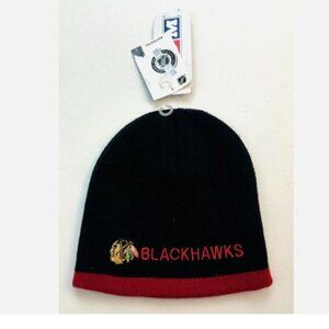 CCM Hockey Chicago Blackhawks Reversible Hat Beanie NHL Unisex Black Red New